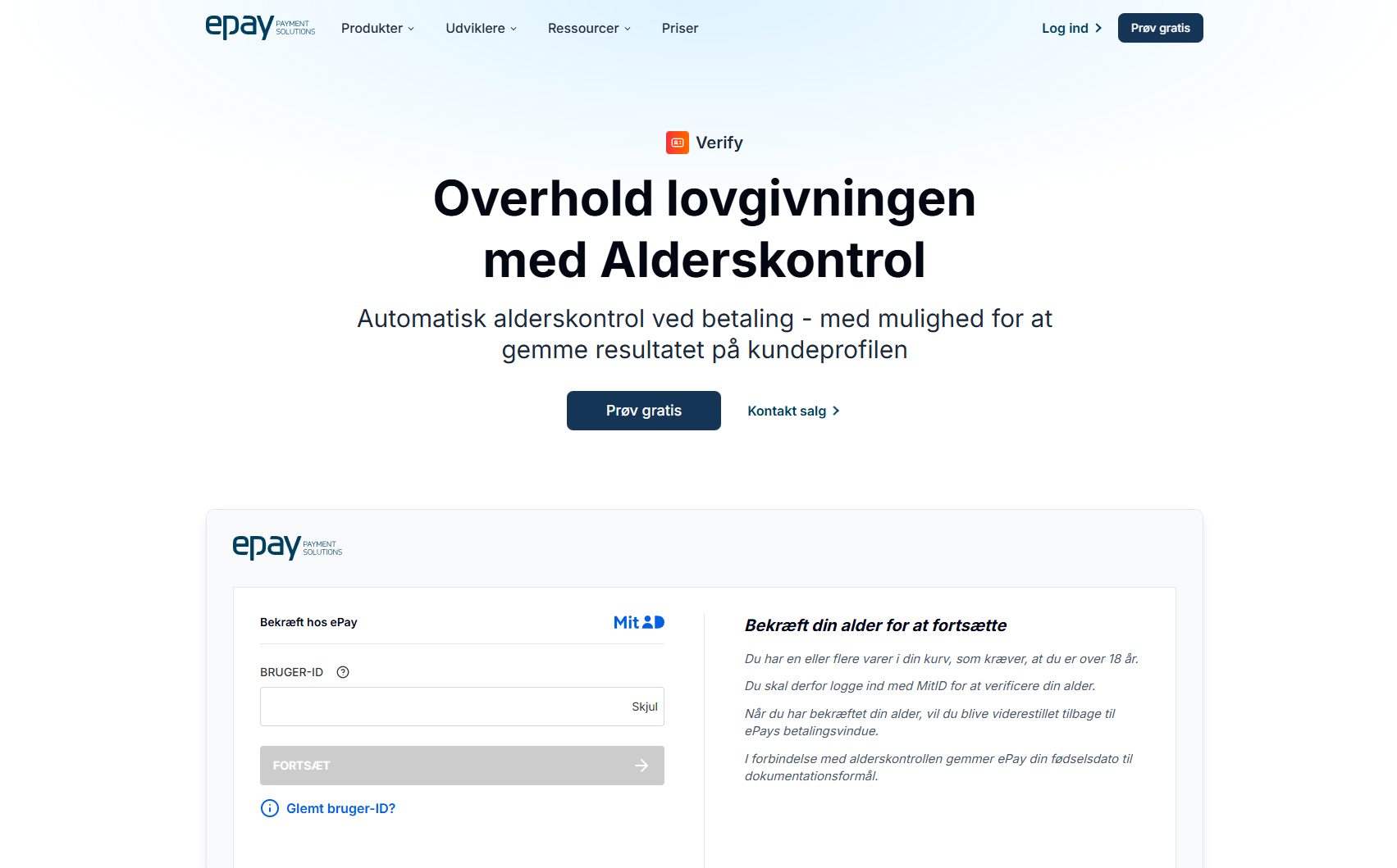 Systemet har indbygget funktionalitet til alderskontrol