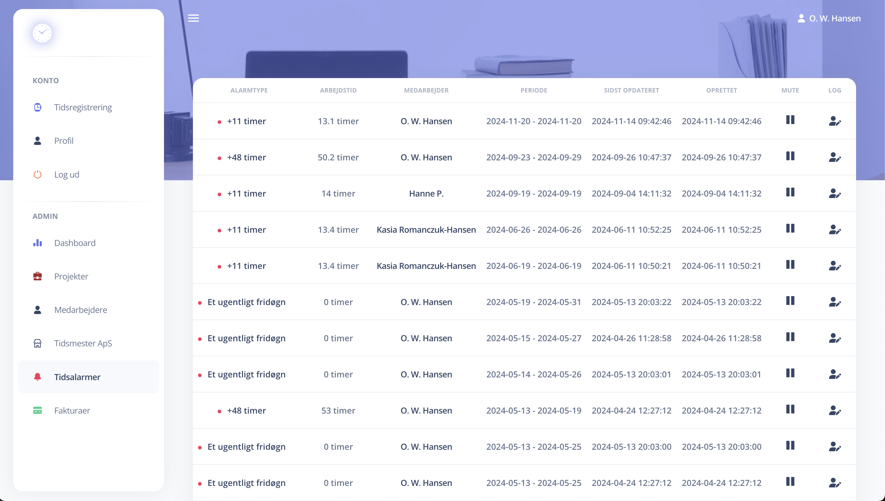 Systemet kan rapportere om overholdelse af 11- og 48-timersregelerne for arbejdstid.