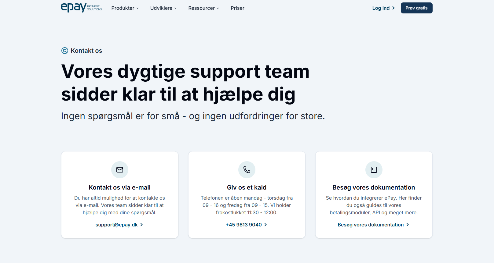 Leverandøren tilbyder kundesupport på dansk