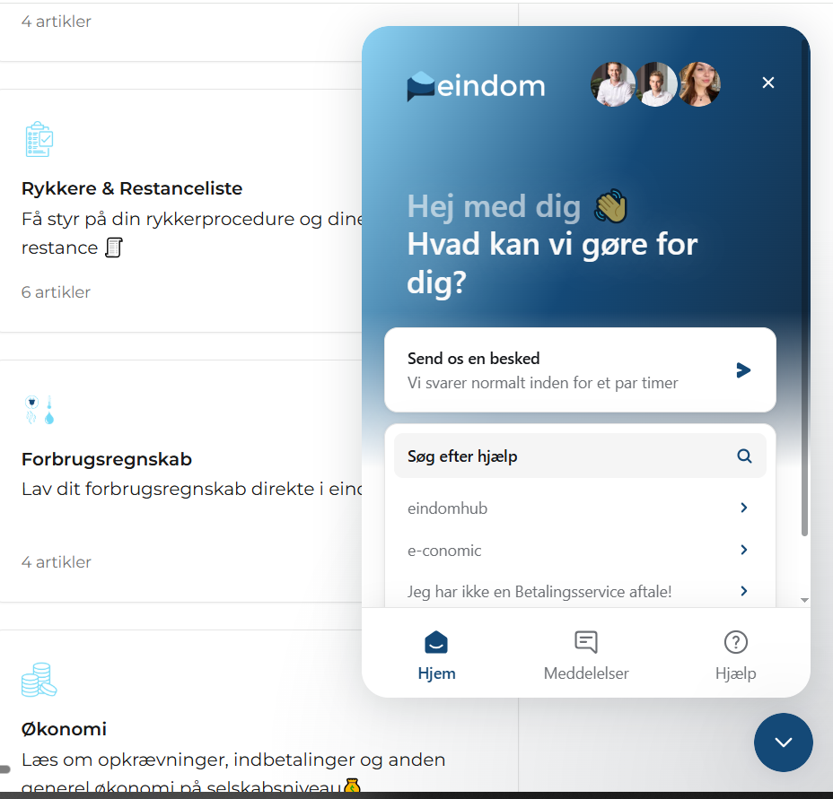 Kundesupport tilbydes via: