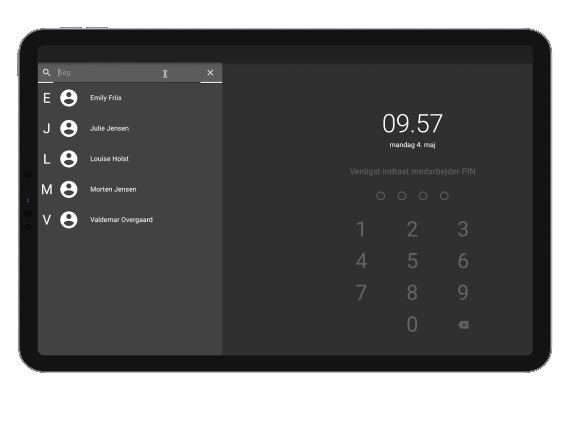 Systemet kan tilbyde medarbejderne at stemple ind og ud på en fælles enhed.