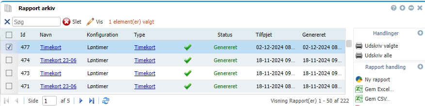 Systemet tillader udtræk af tidsregistreringer m.m. til CSV- eller Excel-format.