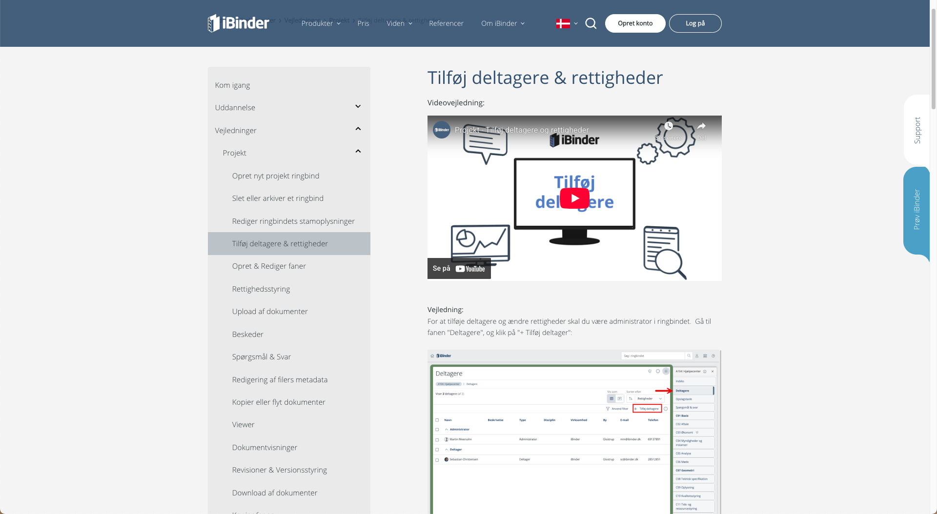 Kundesupport tilbydes via: