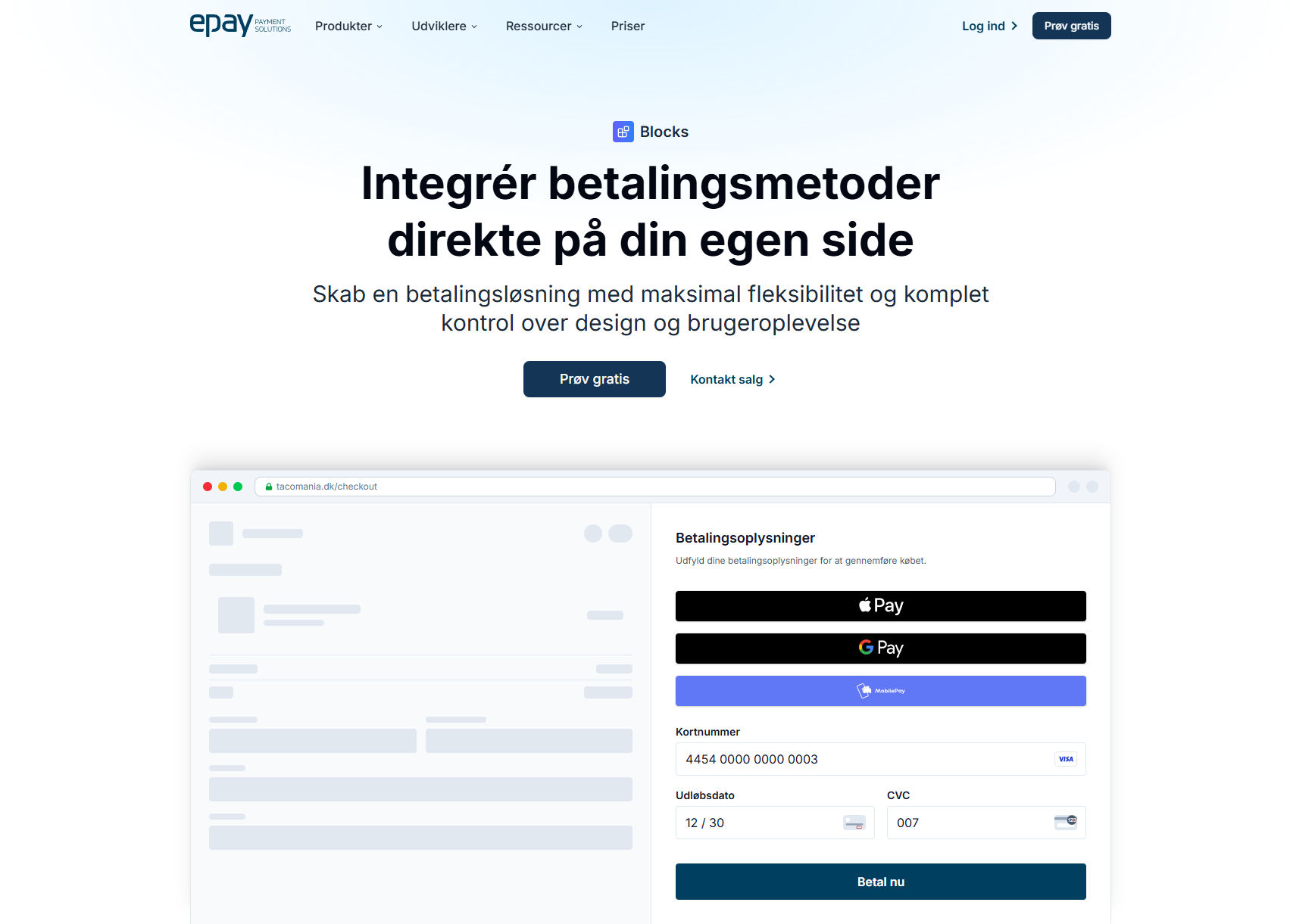 Betaling kan integreres direkte i egen løsning - ikke kun via betalingsvindue