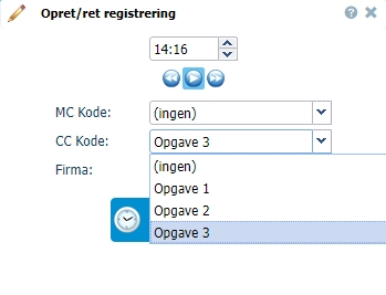 Systemet tilbyder at medarbejderne kan registrere tidsforbrug på individuelle opgaver.