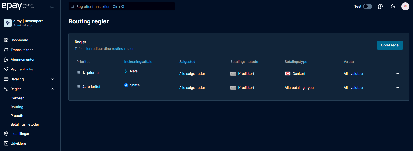 Systemet understøtter failover med flere indløsere