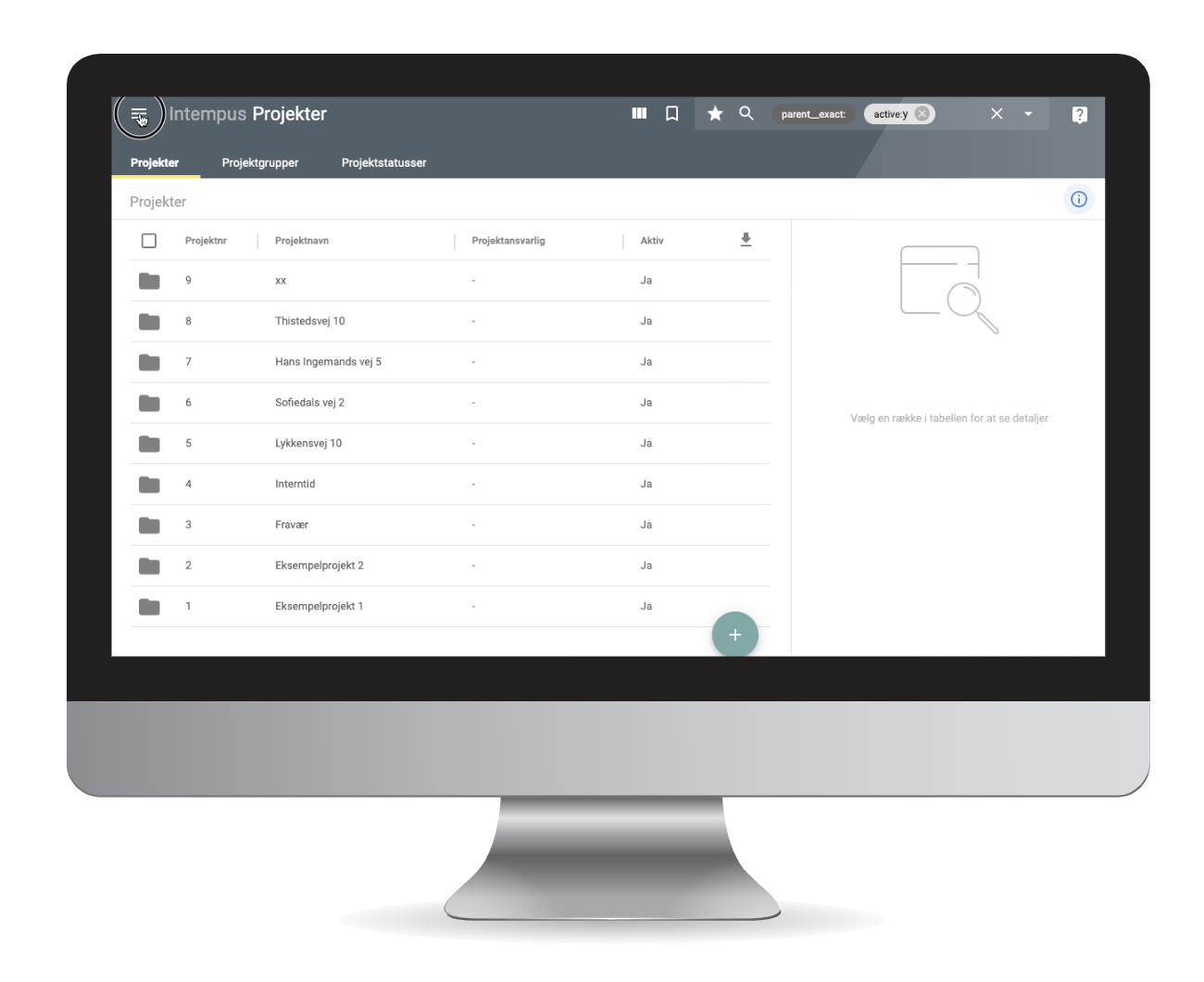 Systemet giver mulighed for oprettelse og styring af projekter og opgaver.