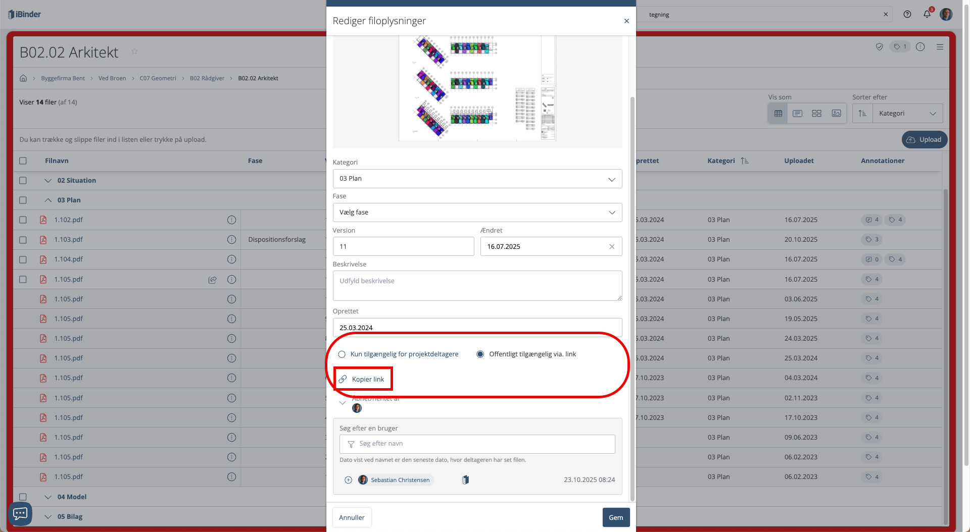 Systemet kan give eksterne adgang til specifikke dokumenter