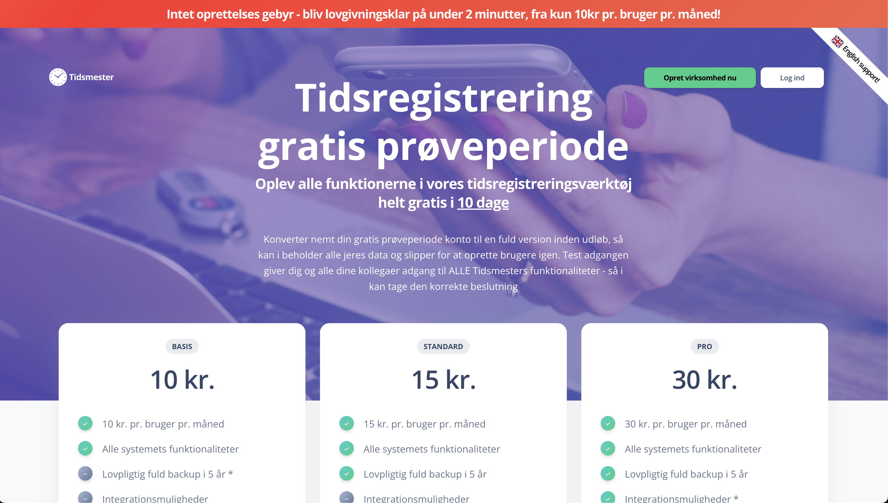 Systemet tilbyder en gratis prøveperiode uden binding.