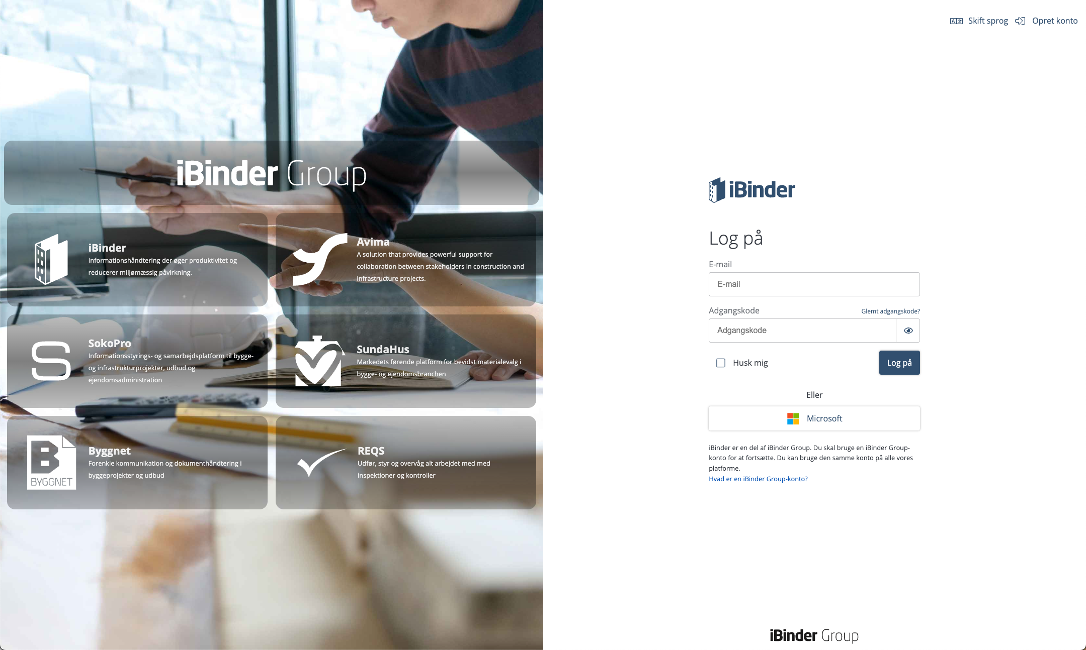 Systemet understøtter login via: